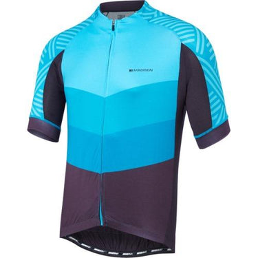 Madison Sportive Mens Short Sleeve Chevron Blue/Phantom Jersey Front