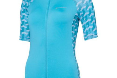 Madison Sportive Womens Short Sleeve Geo Camo Blue Curaco Jersey Front