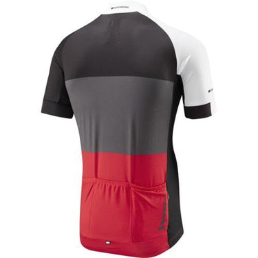 Madison Sportive Mens Half Zip Short Sleeve Red Blocks Jersey Rear