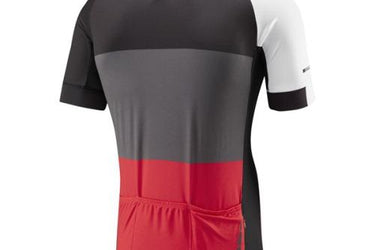 Madison Sportive Mens Half Zip Short Sleeve Red Blocks Jersey Rear
