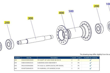 DT 350 FRONT HUB - ROAD NON DISC